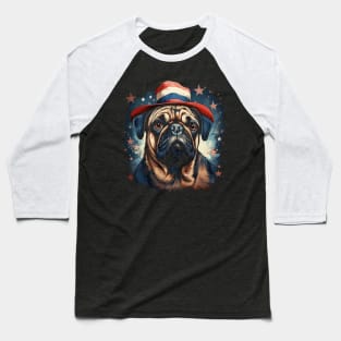 Patriotic Pug Baseball T-Shirt